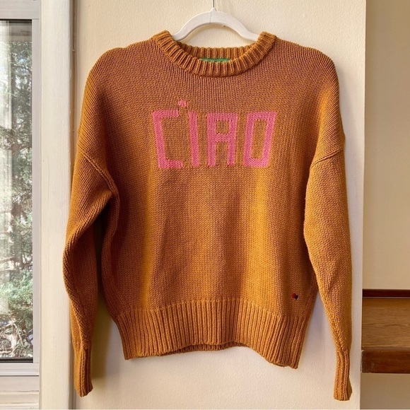 New Clare V Ciao Crewneck Pullover Crewneck Knit Sweater Gingernut Brown Small - Picture 4 of 15